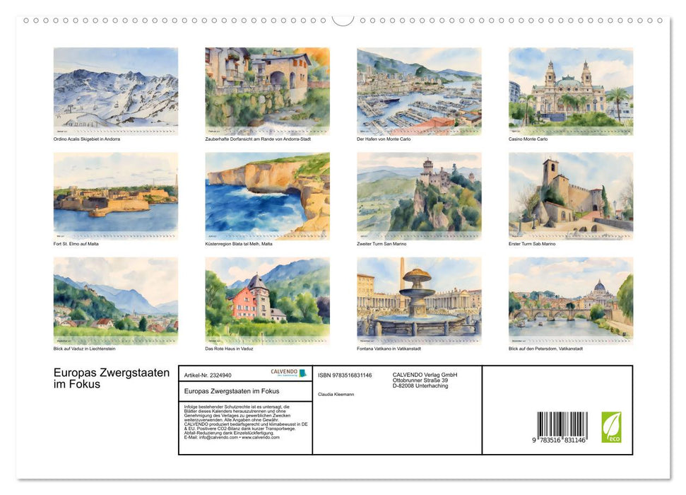 Europas Zwergstaaten im Fokus (CALVENDO Premium Wandkalender 2027)