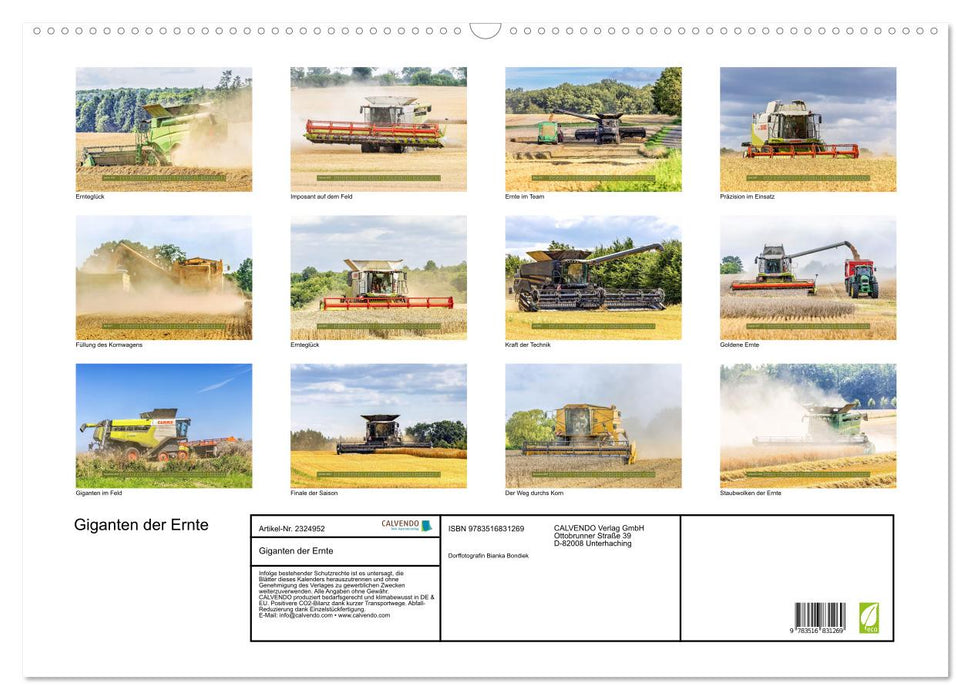 Giganten der Ernte (CALVENDO Wandkalender 2027)