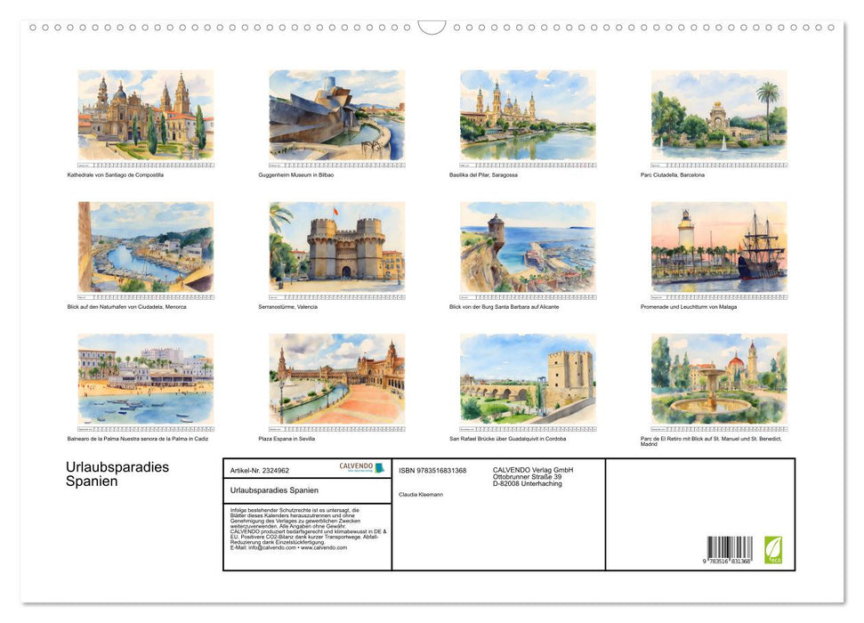 Urlaubsparadies Spanien (CALVENDO Wandkalender 2027)