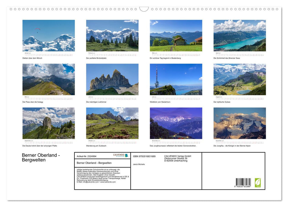 Berner Oberland - Bergwelten (CALVENDO Wandkalender 2027)