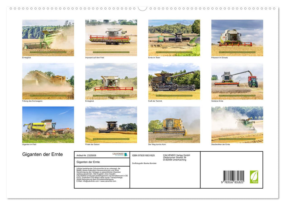 Giganten der Ernte (CALVENDO Premium Wandkalender 2027)