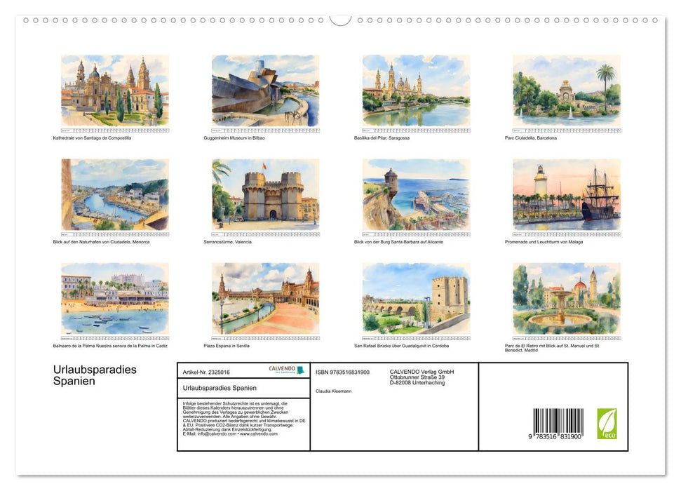 Urlaubsparadies Spanien (CALVENDO Premium Wandkalender 2027)