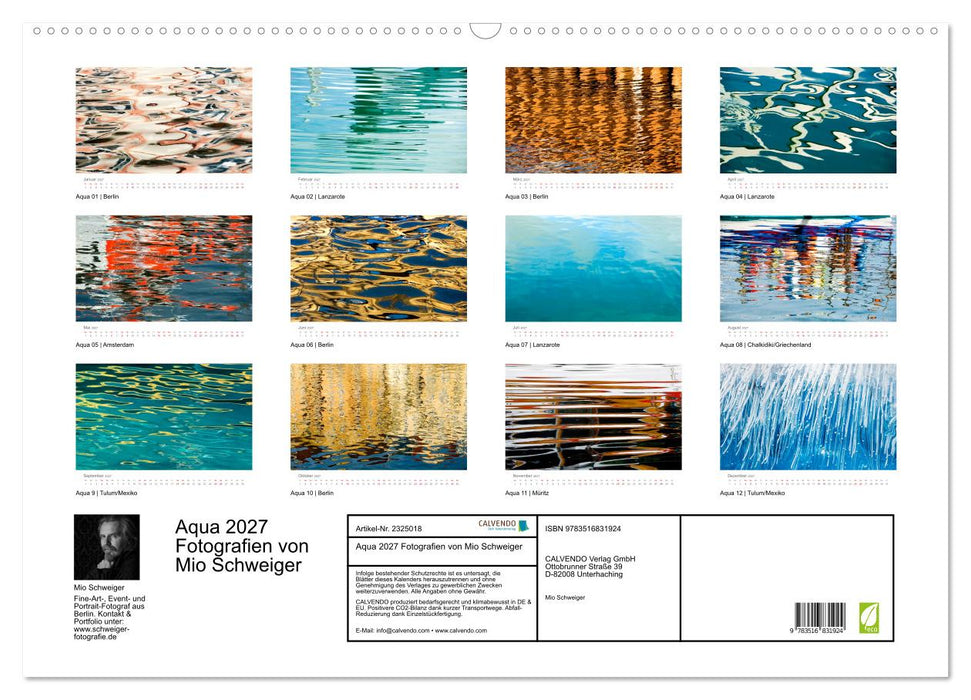 Aqua 2027 Fotografien von Mio Schweiger (CALVENDO Wandkalender 2027)