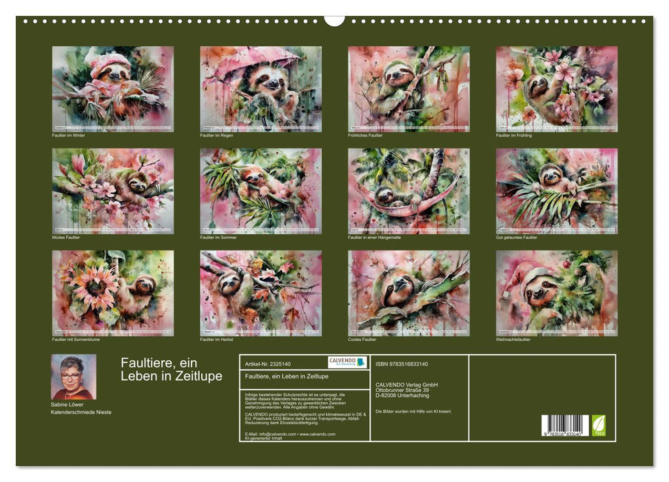 Faultiere, ein Leben in Zeitlupe (CALVENDO Wandkalender 2027)