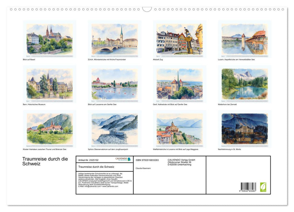 Traumreise durch die Schweiz (CALVENDO Wandkalender 2027)