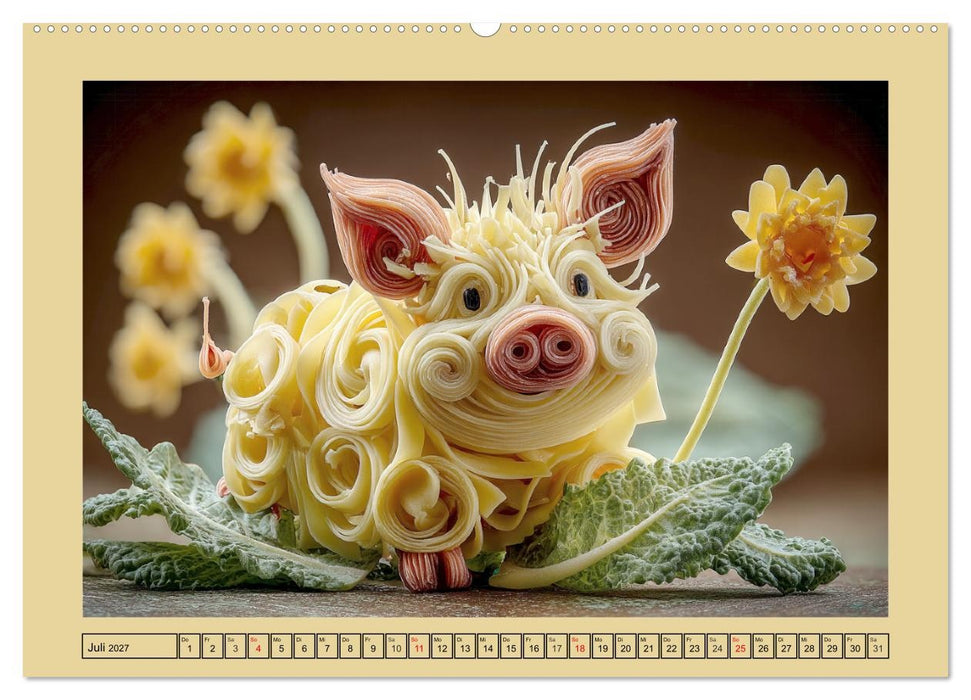 Auf dem Nudelhof. Spaghetti-Tiere zum Schmunzeln (CALVENDO Premium Wandkalender 2027)