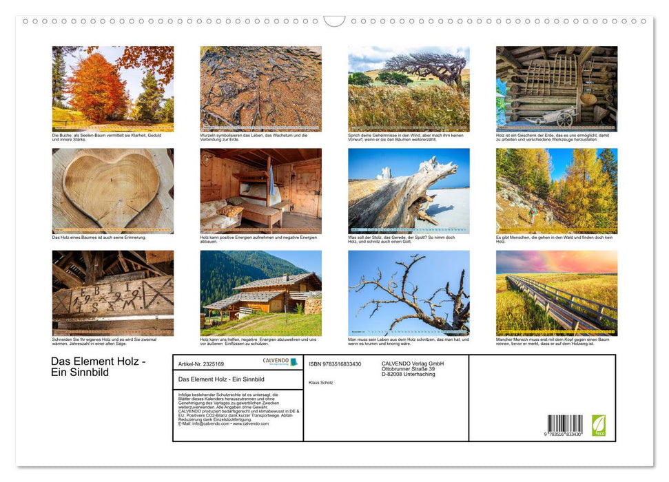 Das Element Holz - Ein Sinnbild (CALVENDO Wandkalender 2027)
