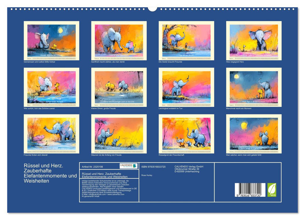 Rüssel und Herz. Zauberhafte Elefantenmomente und Weisheiten (CALVENDO Premium Wandkalender 2027)