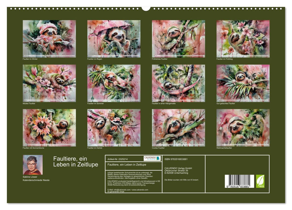 Faultiere, ein Leben in Zeitlupe (CALVENDO Premium Wandkalender 2027)