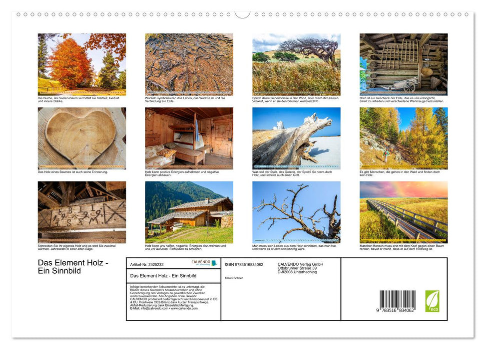 Das Element Holz - Ein Sinnbild (CALVENDO Premium Wandkalender 2027)