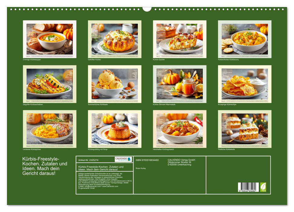 Kürbis-Freestyle-Kochen. Zutaten und Ideen. Mach dein Gericht daraus! (CALVENDO Wandkalender 2027)
