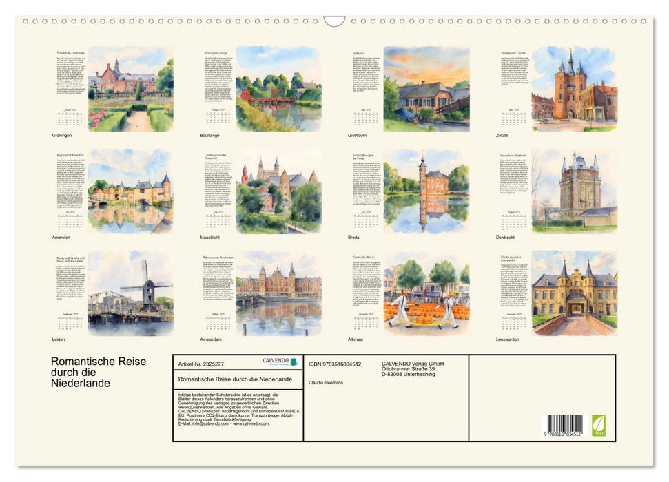 Romantische Reise durch die Niederlande (CALVENDO Wandkalender 2027)
