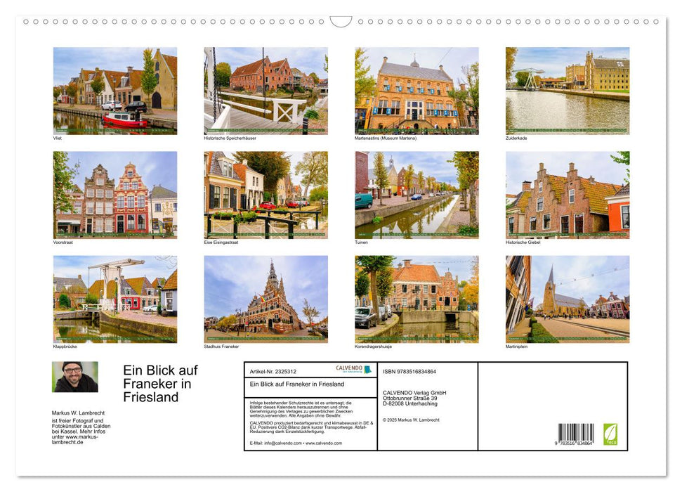 Ein Blick auf Franeker in Friesland (CALVENDO Wandkalender 2027)