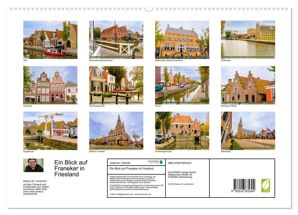 Ein Blick auf Franeker in Friesland (CALVENDO Premium Wandkalender 2027)