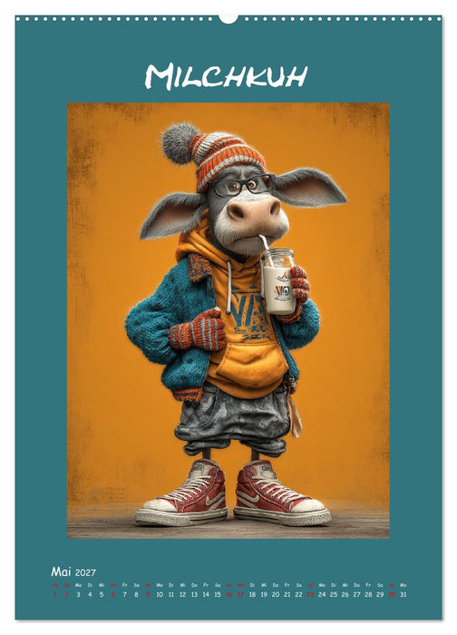Kuhwelt. Stylische Streetwear-Kühe für gute Laune (CALVENDO Premium Wandkalender 2027)