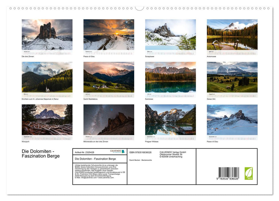 Die Dolomiten - Faszination Berge (CALVENDO Premium Wandkalender 2027)