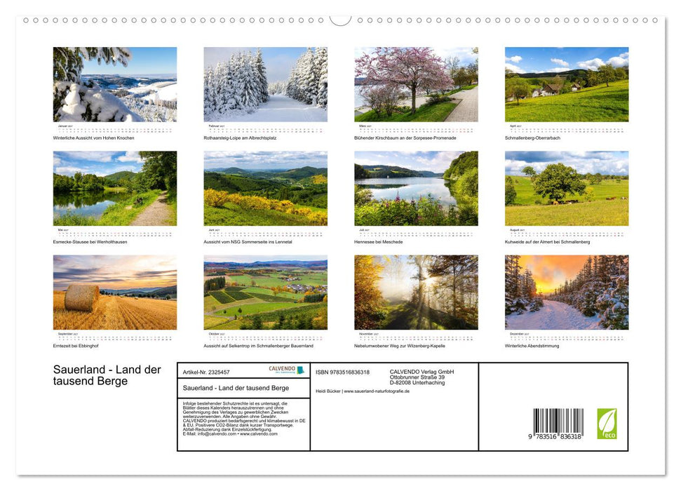 Sauerland - Land der tausend Berge (CALVENDO Premium Wandkalender 2027)