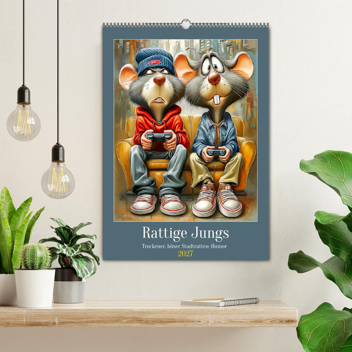 Rattige Jungs. Trockener, böser Stadtratten-Humor (CALVENDO Wandkalender 2027)