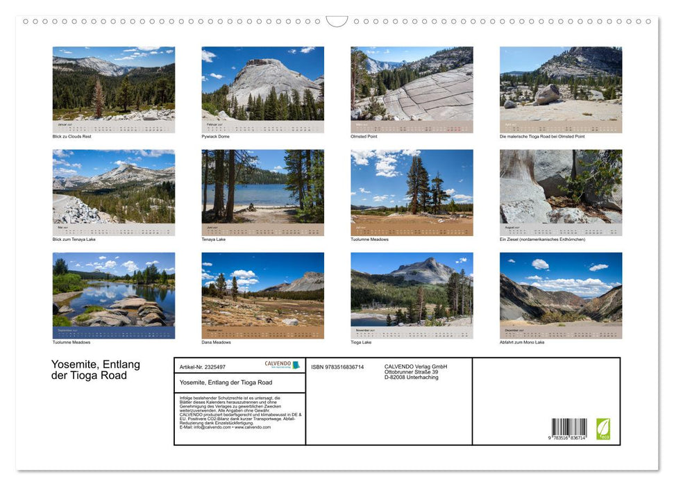 Yosemite, Entlang der Tioga Road (CALVENDO Wandkalender 2027)
