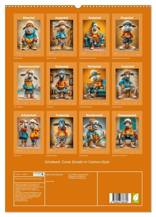 Schafwelt. Coole Schafe im Cartoon-Style (CALVENDO Premium Wandkalender 2027)