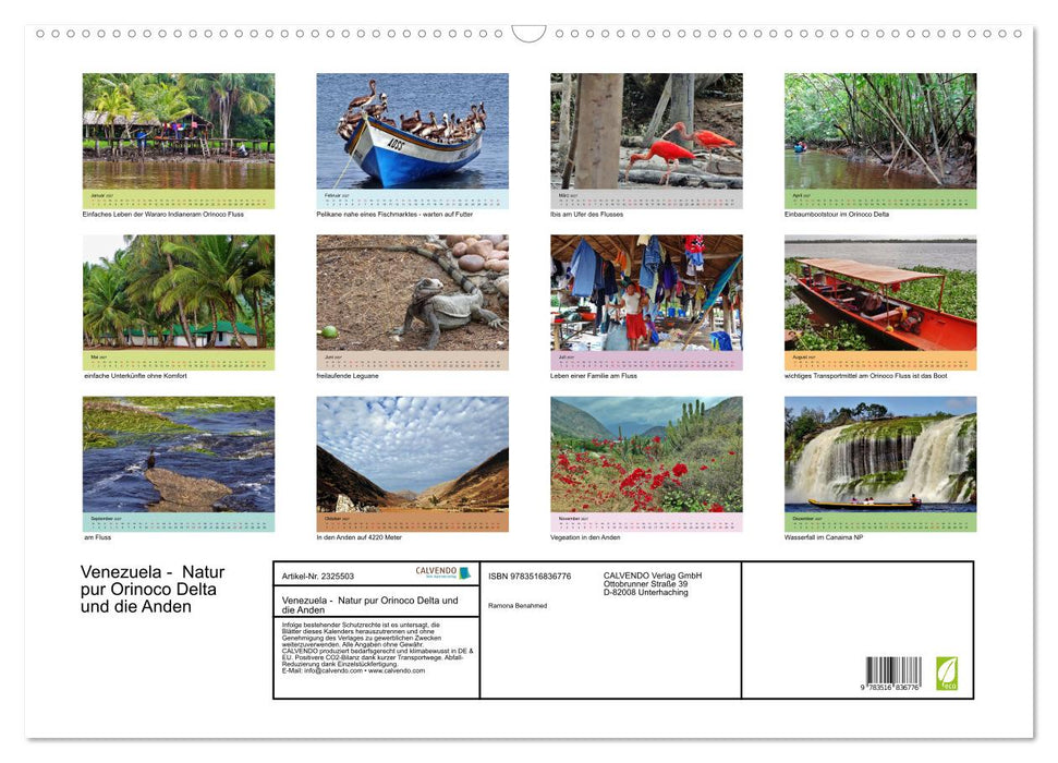 Venezuela - Natur pur Orinoco Delta und die Anden (CALVENDO Wandkalender 2027)