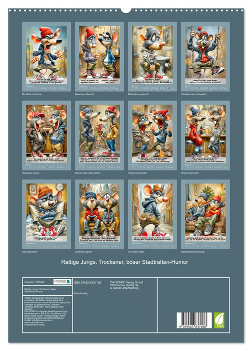 Rattige Jungs. Trockener, böser Stadtratten-Humor (CALVENDO Premium Wandkalender 2027)