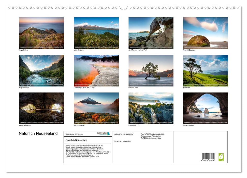 Natürlich Neuseeland (CALVENDO Wandkalender 2027)