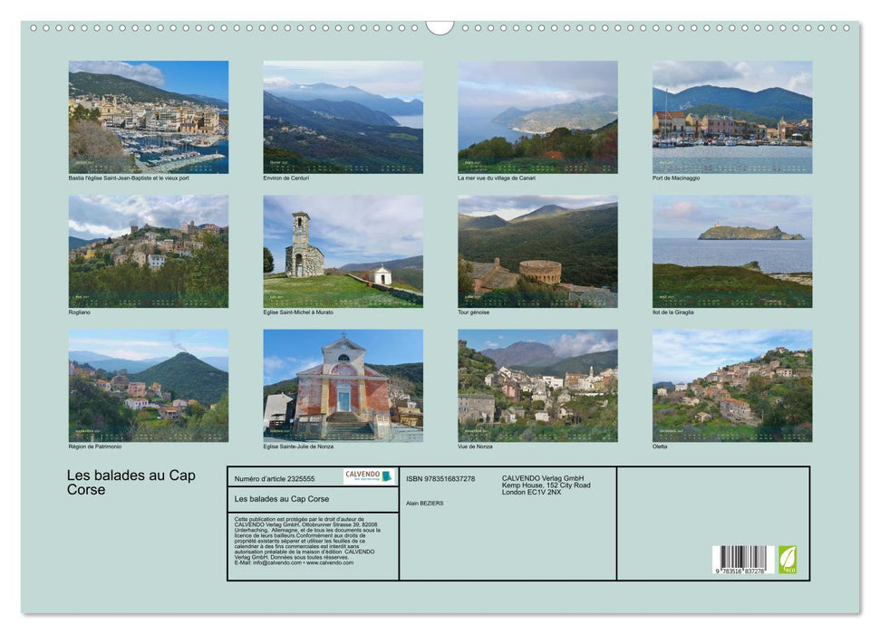 Les balades au Cap Corse (CALVENDO Calendrier mensuel 2027)