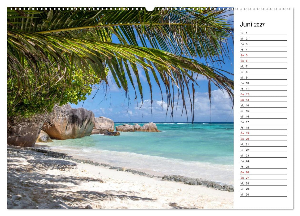 Seychellen: La Digue und Mahé - zwei Trauminseln (CALVENDO Premium Wandkalender 2027)