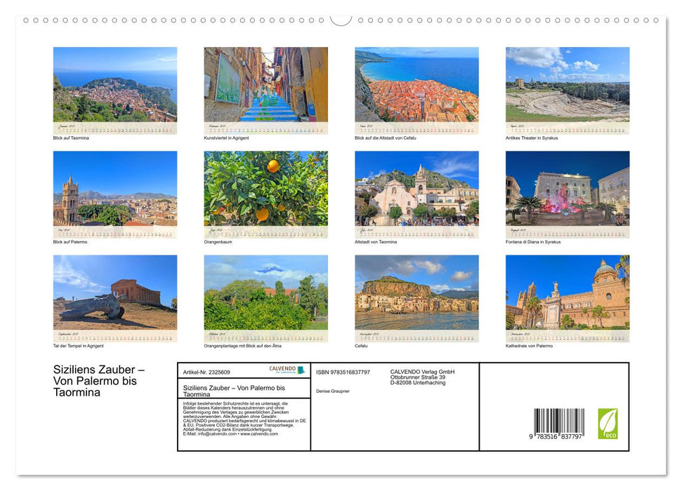 Siziliens Zauber – Von Palermo bis Taormina (CALVENDO Premium Wandkalender 2027)