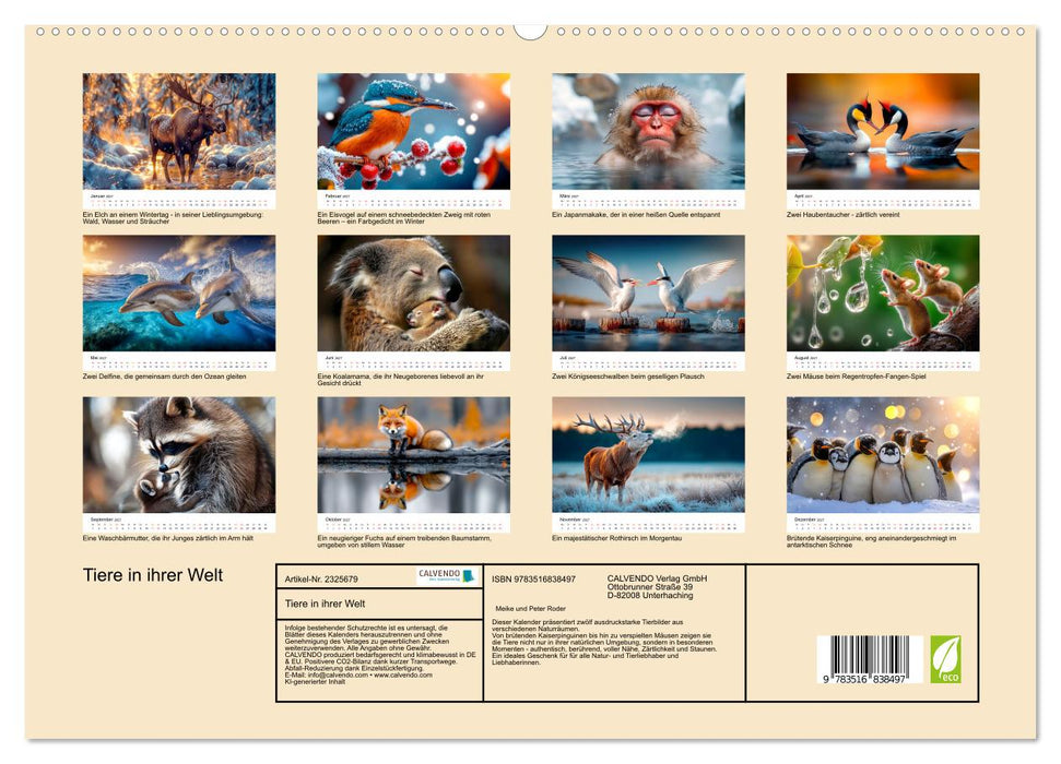 Tiere in ihrer Welt (CALVENDO Premium Wandkalender 2027)