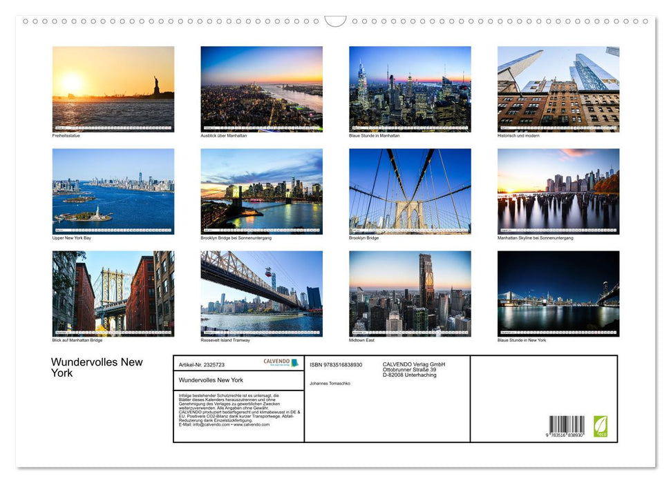 Wundervolles New York (CALVENDO Wandkalender 2027)