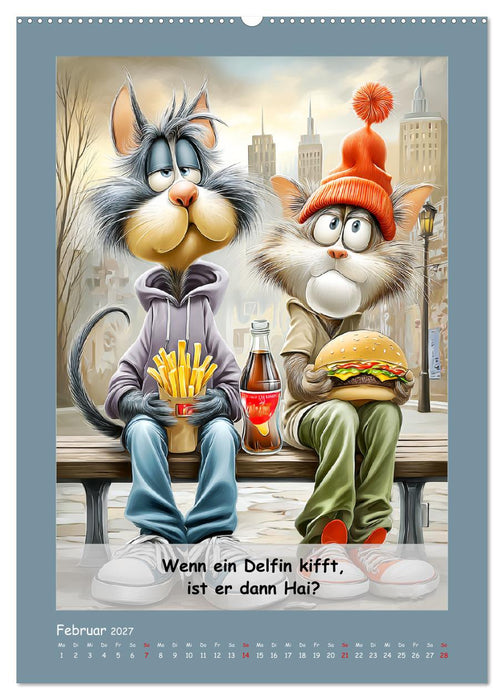 Kratzige Kerle. Trockener Katzenhumor vom Feinsten (CALVENDO Premium Wandkalender 2027)