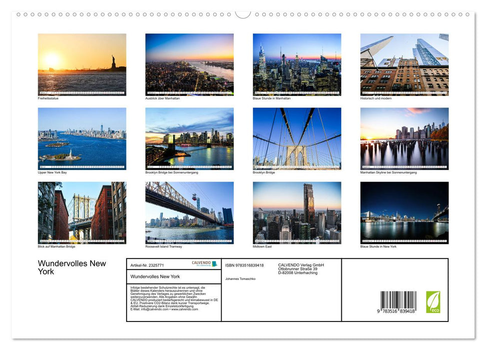 Wundervolles New York (CALVENDO Premium Wandkalender 2027)