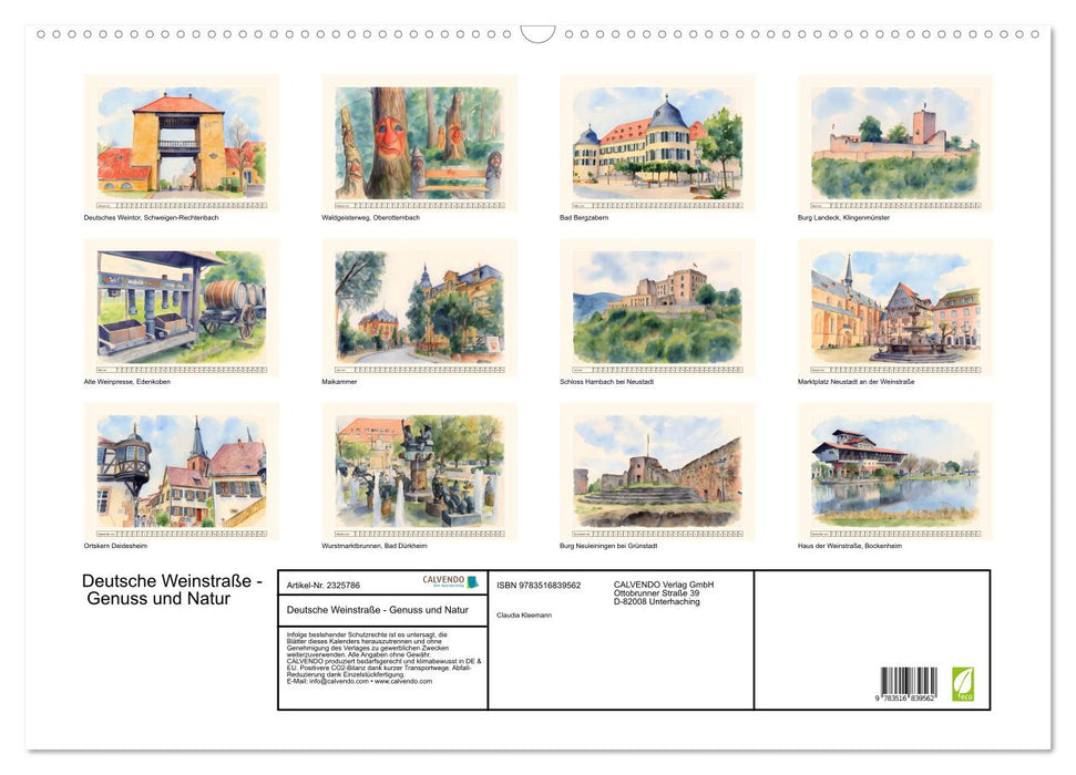Deutsche Weinstraße - Genuss und Natur (CALVENDO Wandkalender 2027)