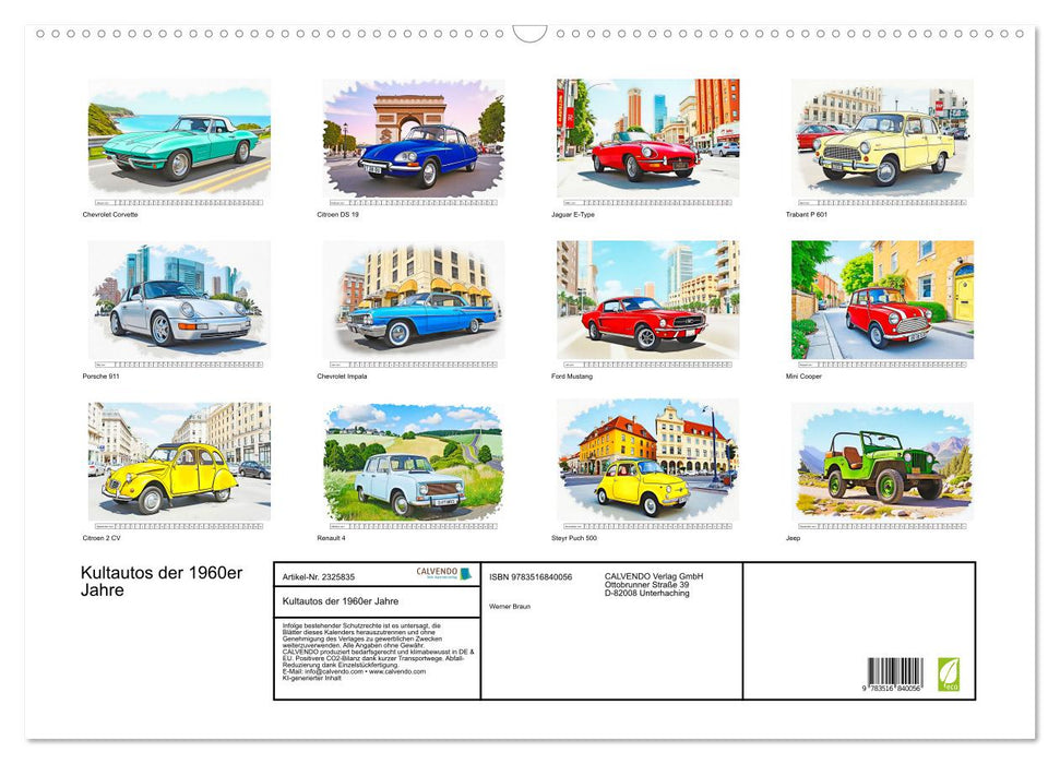 Kultautos der 1960er Jahre (CALVENDO Wandkalender 2027)