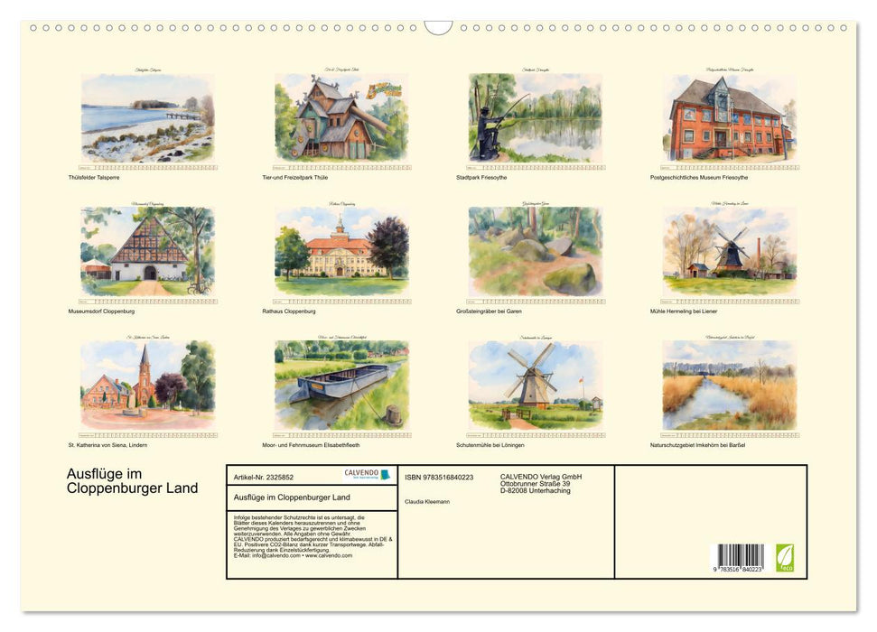 Ausflüge im Cloppenburger Land (CALVENDO Wandkalender 2027)