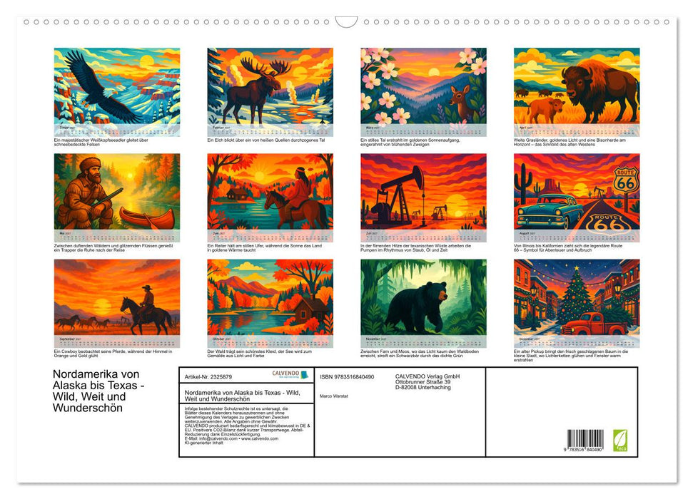 Nordamerika von Alaska bis Texas - Wild, Weit und Wunderschön (CALVENDO Wandkalender 2027)
