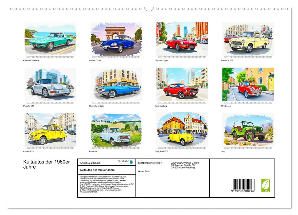Kultautos der 1960er Jahre (CALVENDO Premium Wandkalender 2027)