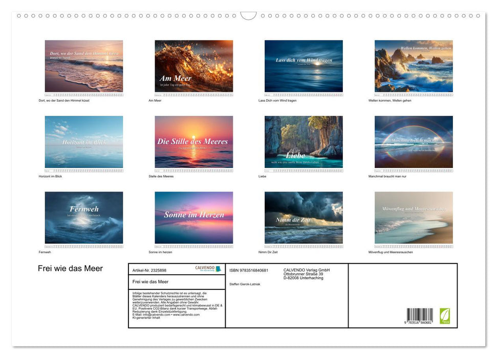 Frei wie das Meer (CALVENDO Wandkalender 2027)