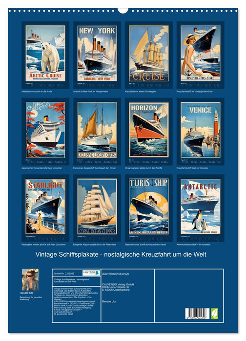 Vintage Schiffsplakate - nostalgische Kreuzfahrt um die Welt (CALVENDO Wandkalender 2027)
