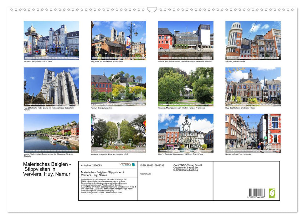 Malerisches Belgien - Stippvisiten in Verviers, Huy, Namur (CALVENDO Wandkalender 2027)