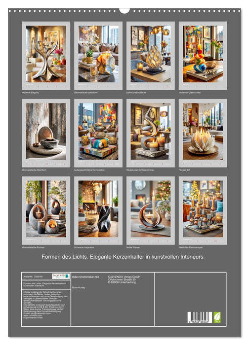 Formen des Lichts. Elegante Kerzenhalter in kunstvollen Interieurs (CALVENDO Wandkalender 2027)