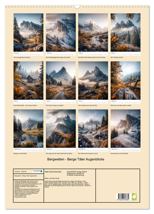 Bergwelten - Berge Täler Augenblicke (CALVENDO Wandkalender 2027)