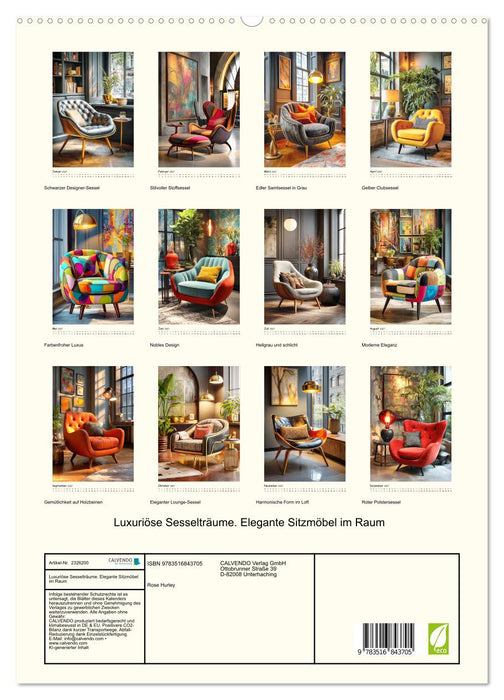 Luxuriöse Sesselträume. Elegante Sitzmöbel im Raum (CALVENDO Premium Wandkalender 2027)
