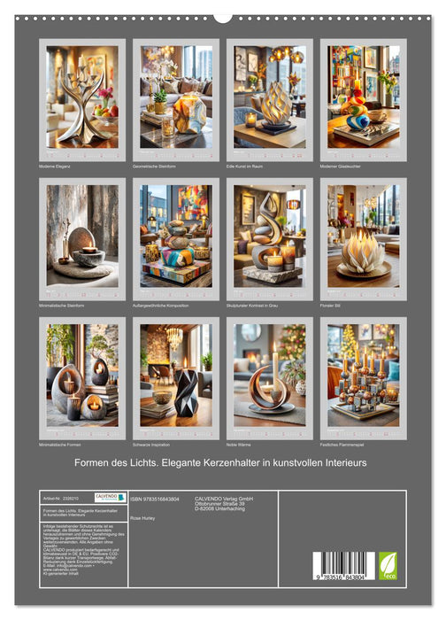 Formen des Lichts. Elegante Kerzenhalter in kunstvollen Interieurs (CALVENDO Premium Wandkalender 2027)