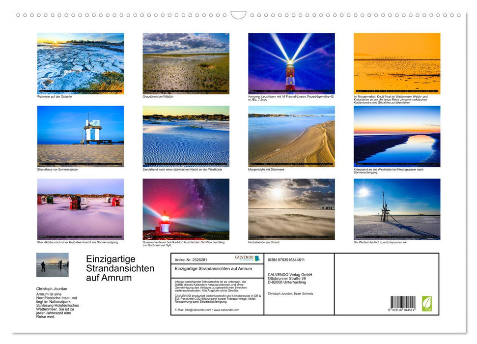 Einzigartige Strandansichten auf Amrum (CALVENDO Wandkalender 2027)