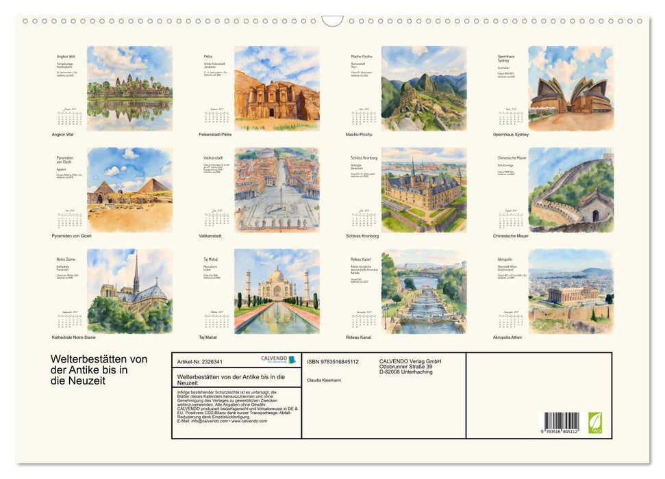 Welterbestätten von der Antike bis in die Neuzeit (CALVENDO Wandkalender 2027)