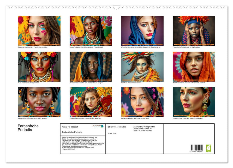 Farbenfrohe Portraits (CALVENDO Wandkalender 2027)