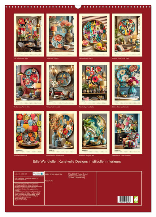 Edle Wandteller. Kunstvolle Designs in stilvollen Interieurs (CALVENDO Wandkalender 2027)